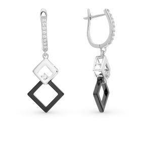 Серебряные серьги с керамикой и фианитами