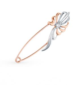 золотая брошь с фианитами SOKOLOV 040207*