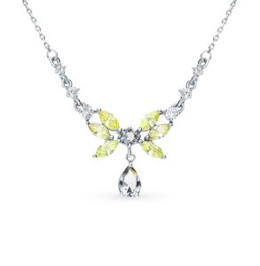 серебряное колье с кварцем и фианитами