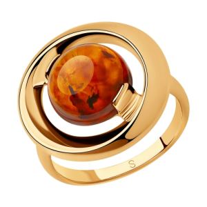 серебряное кольцо с янтарем SOKOLOV 83010057