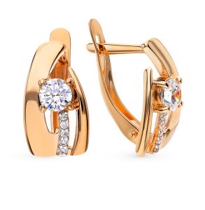 золотые серьги с фианитами