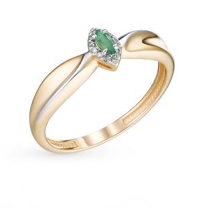 золотое кольцо с изумрудами и бриллиантами