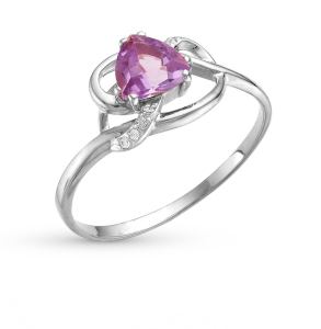 серебряное кольцо с аметистом и фианитами