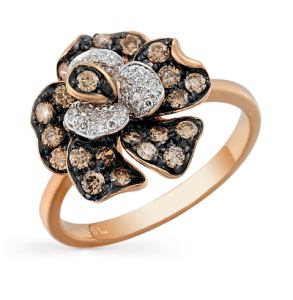 Золотое кольцо с коньячными бриллиантами