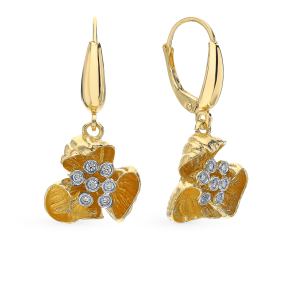 золотые серьги с фианитами