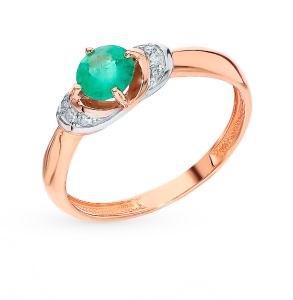 золотое кольцо с изумрудами и бриллиантами