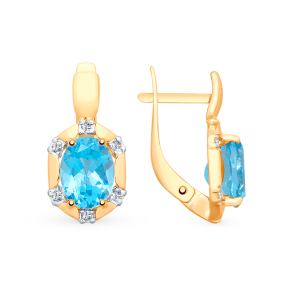 золотые серьги с топазами и фианитами SOKOLOV 725604*