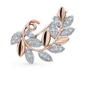 золотая брошь с фианитами