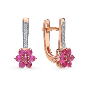 золотые серьги с рубинами и бриллиантами