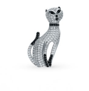 серебряная брошь с фианитами