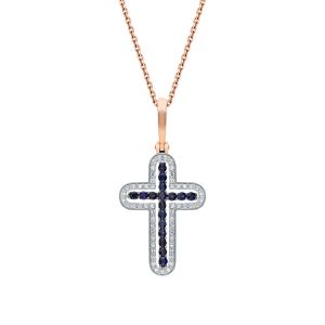 золотая подвеска с сапфирами и бриллиантами