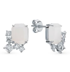 серебряные серьги с алпанитом и фианитами