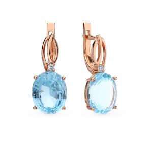 золотые серьги с топазами и фианитами