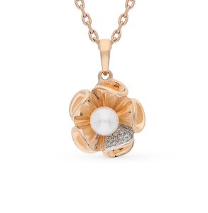 золотая подвеска с жемчугом и бриллиантами