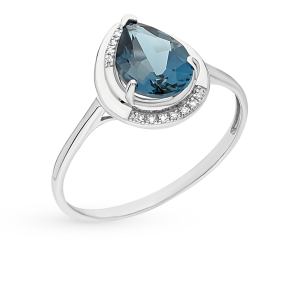 золотое кольцо с топазами и бриллиантами