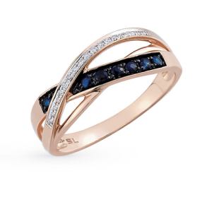 золотое кольцо с сапфирами и бриллиантами