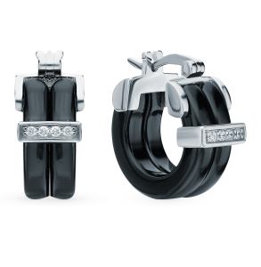 серебряные серьги с керамикой и фианитами