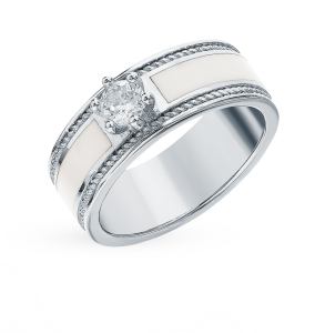 серебряное кольцо с фианитами и эмалью