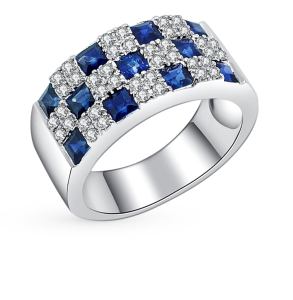 золотое кольцо с сапфирами и бриллиантами