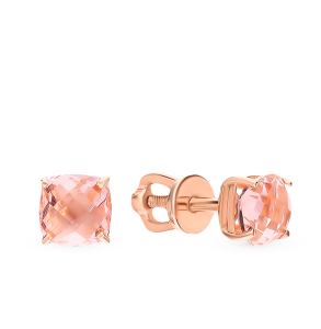 золотые серьги с морганитами