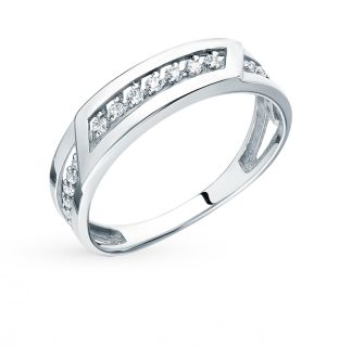 Серебряное кольцо с фианитами СОРОКИН К-3649-Р: белое серебро, фианит — купить в интернет-магазине SUNLIGHT, фото, артикул 89970