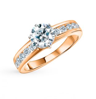 Золотое кольцо с фианитами и кристаллами swarovski KARATOV 1101013139*: красное и розовое золото 585 пробы, фианит, кристалл swarovski — купить в интернет-магазине SUNLIGHT, фото, артикул 57166