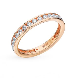 Серебряное кольцо с фианитами AQUAMARINE 63353А.6: красное и розовое серебро 925 пробы, фианит — купить в интернет-магазине SUNLIGHT, фото, артикул 87424