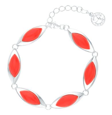 Серебряный браслет с кораллом