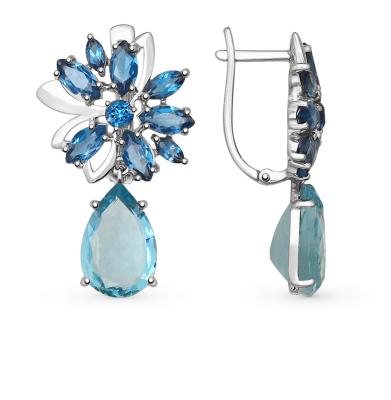 Золотые серьги с кварцем и топазами SOKOLOV 724549Б*