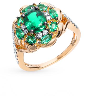 Золотое кольцо с изумрудами и бриллиантами