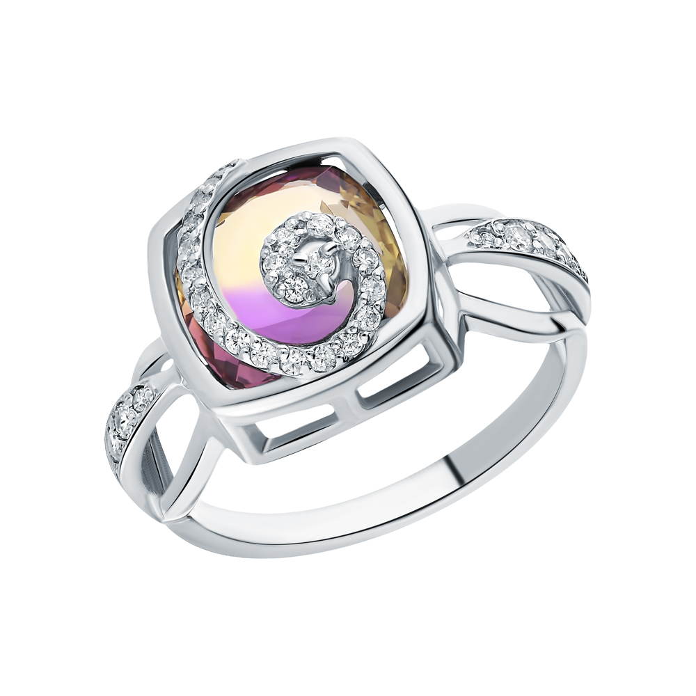 Серебряное кольцо с фианитами и аметрином в Краснодаре