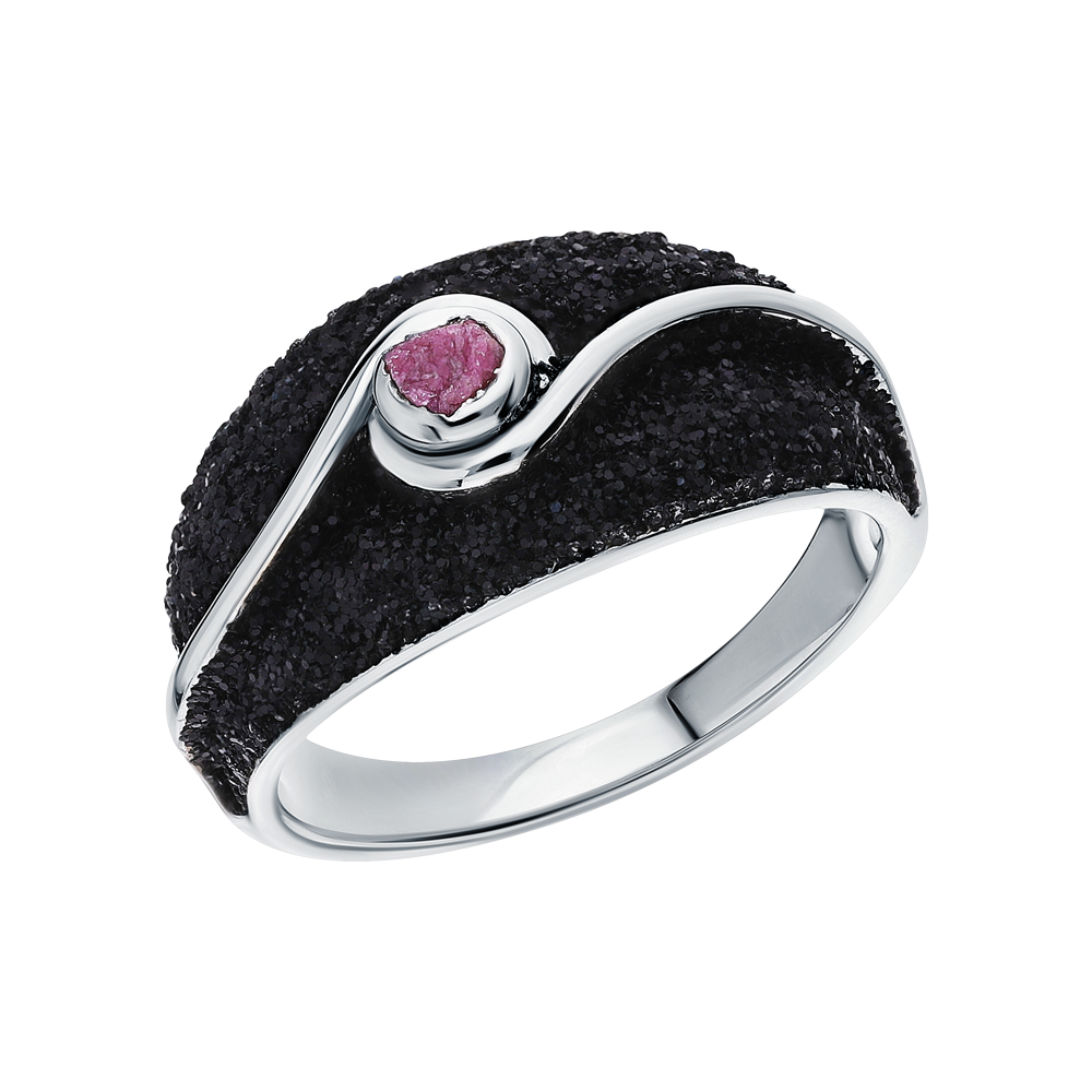 Фото «Серебряное кольцо с корундом и глиттером»