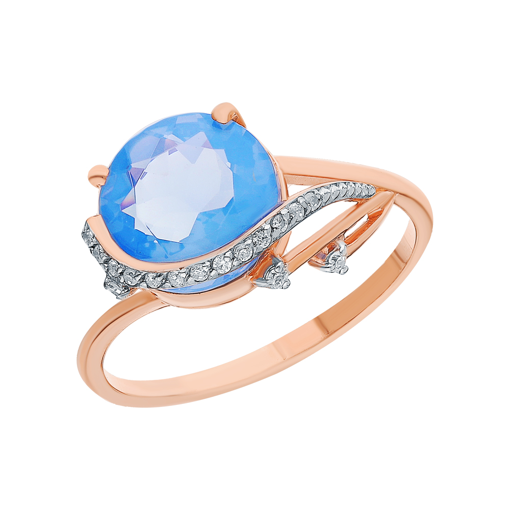 Серебряное кольцо с фианитами и лунным камнем в Екатеринбурге