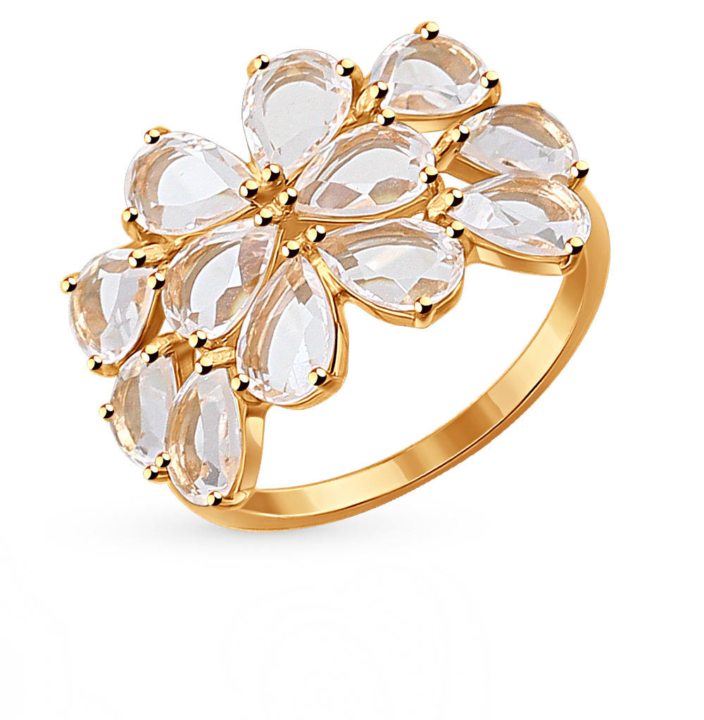 Фото «Золотое кольцо с горным хрусталем SOKOLOV 714300»