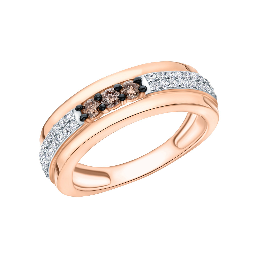 Золотое кольцо с коньячными бриллиантами в Екатеринбурге