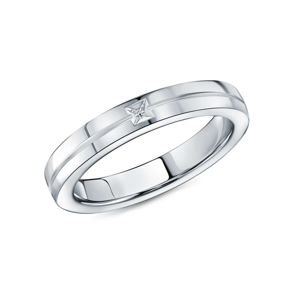 Серебряное обручальное кольцо с бриллиантами в Екатеринбурге