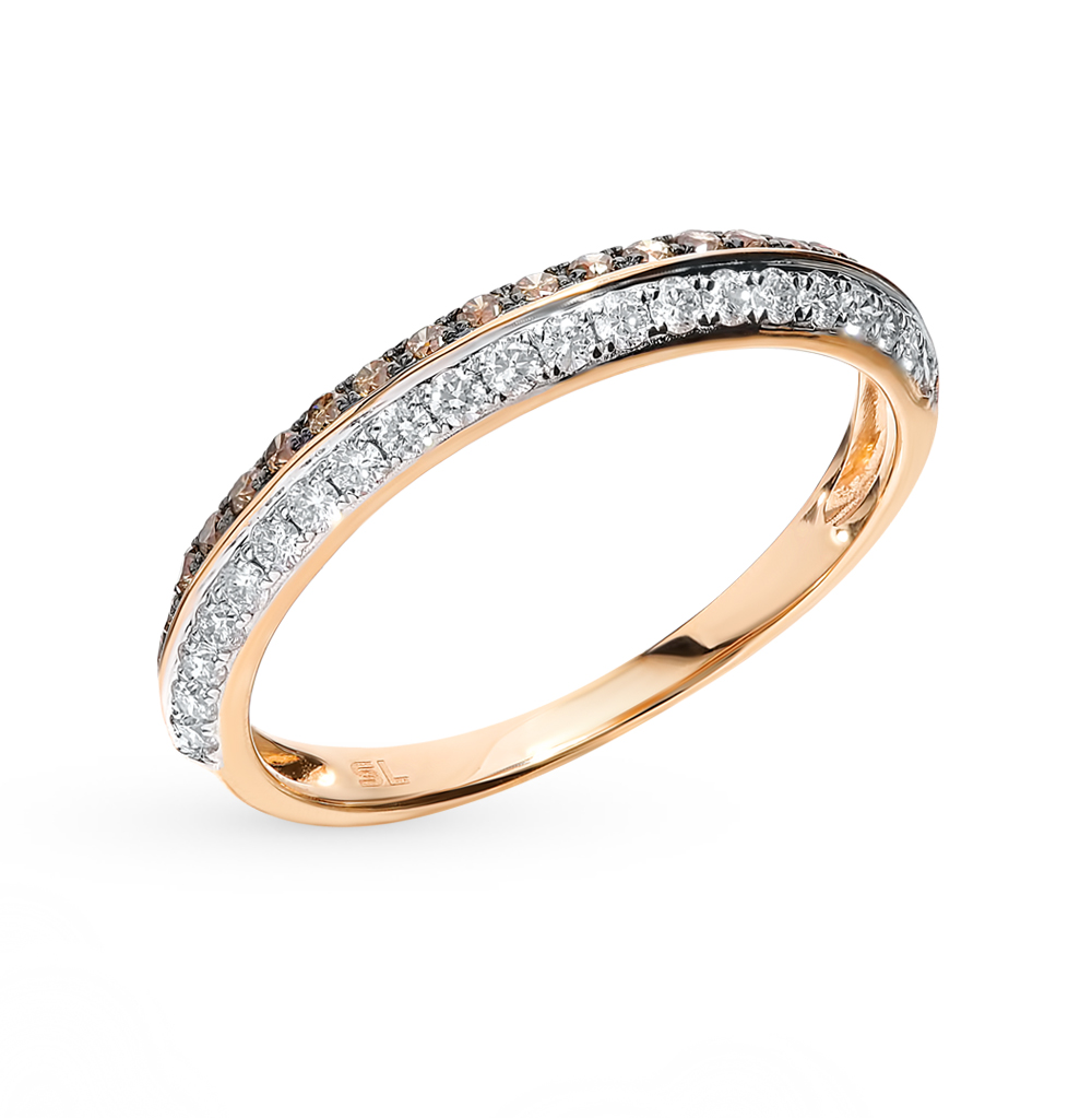 Золотое кольцо с коньячными бриллиантами в Краснодаре