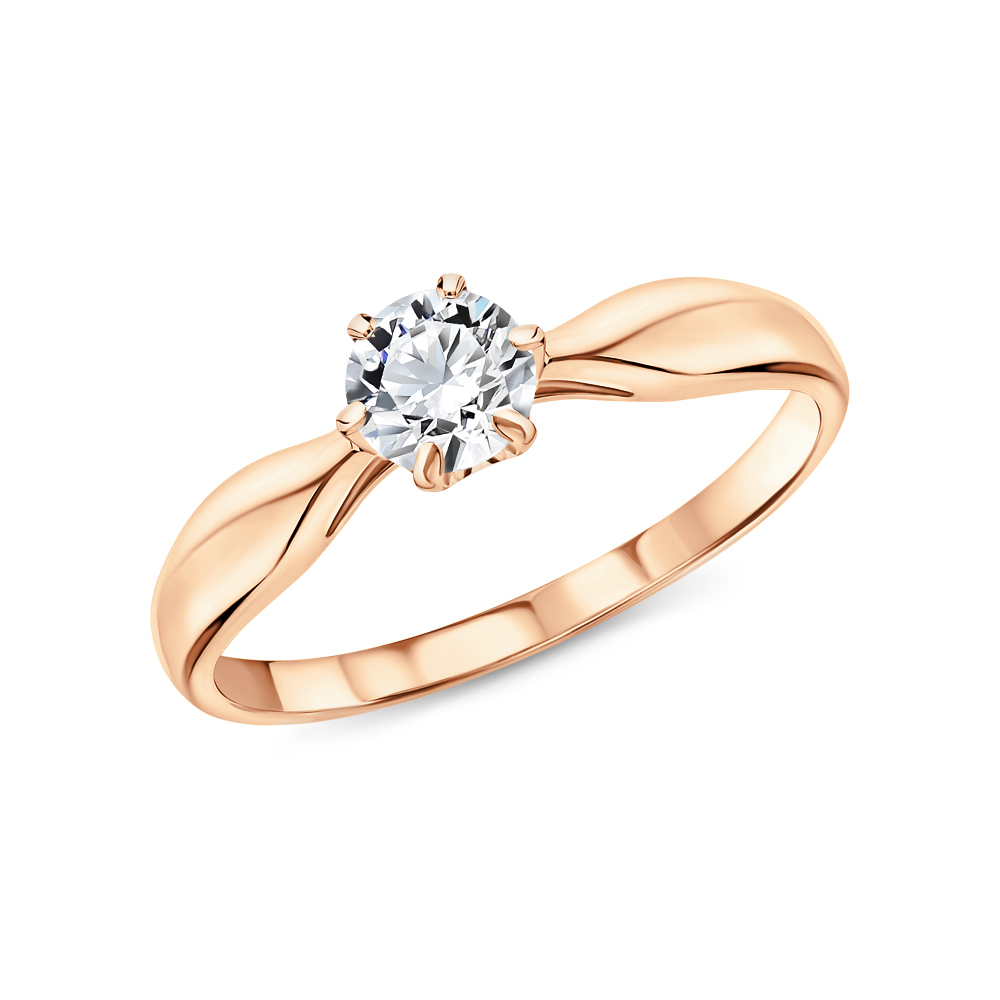 Золотое кольцо с бриллиантом выращенным в Санкт-Петербурге