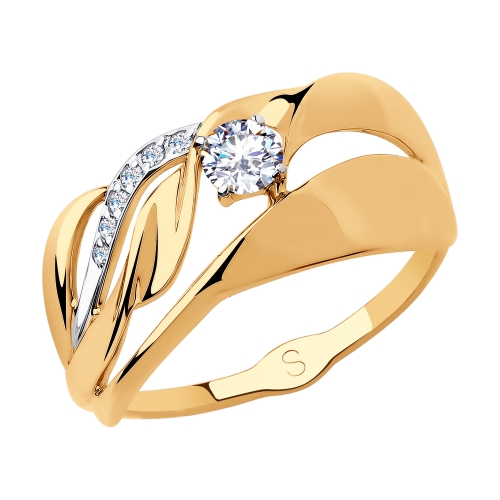Золотое кольцо с фианитами SOKOLOV 018214 в Новосибирске