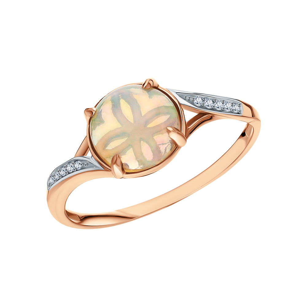 Фото «Золотое кольцо с опалами и бриллиантами»