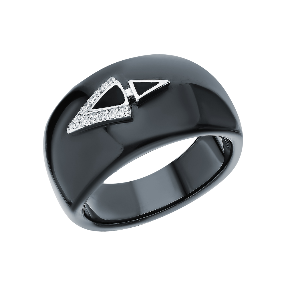 Фото «Серебряное кольцо с эмалью, кубическим цирконием и керамикой»
