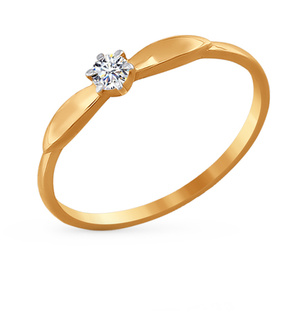 Фото «Золотое кольцо с фианитами SOKOLOV 016538*»