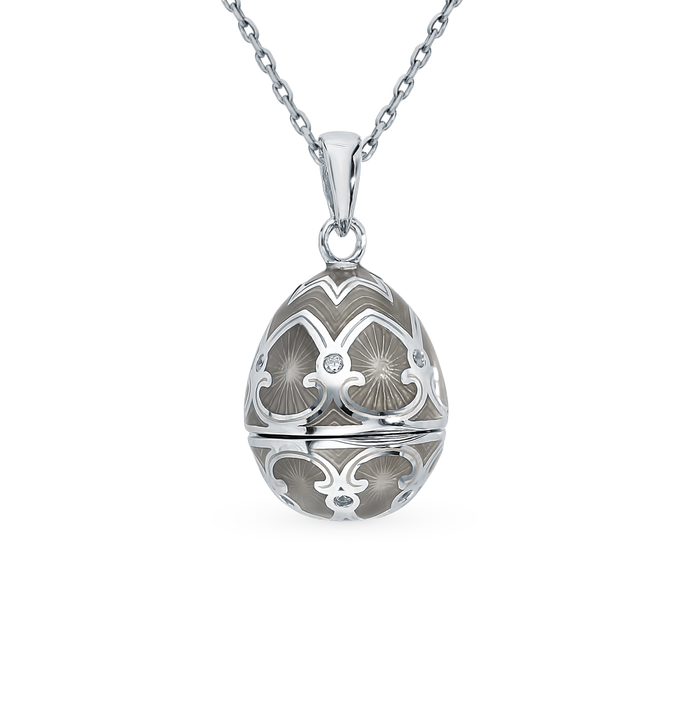Фото «Серебряное шейное украшение с эмалью, фианитами и бриллиантами»