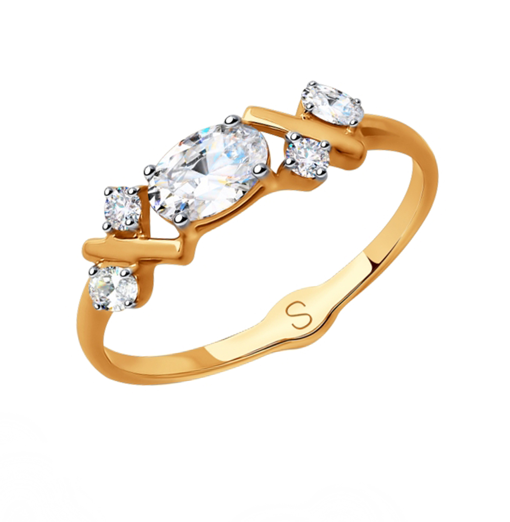 Золотое кольцо с фианитами SOKOLOV 81010405 в Санкт-Петербурге