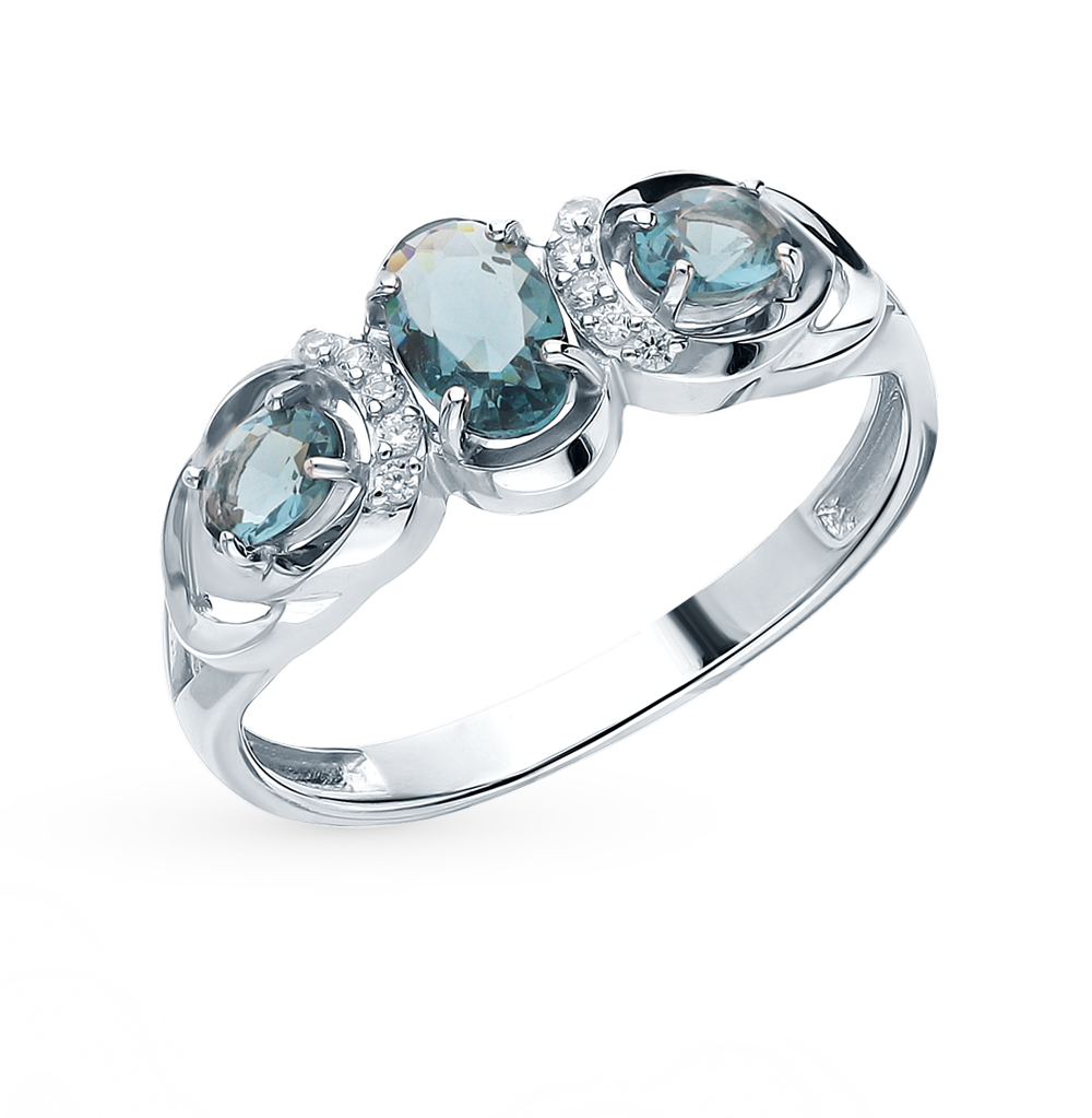 Серебряное кольцо с фианитами и кристаллами в Екатеринбурге