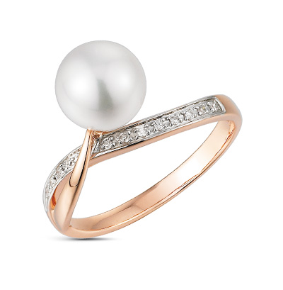 Золотое кольцо с жемчугом и бриллиантами в Самаре