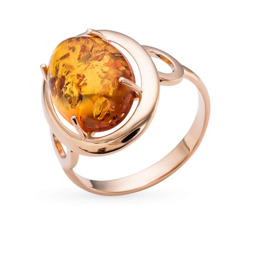 Золотое кольцо с янтарем в Екатеринбурге