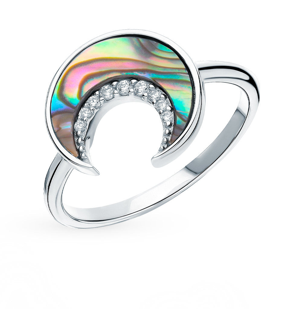 Фото «Серебряное кольцо с фианитами и ракушкой»