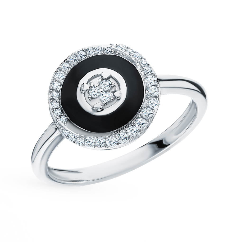 Фото «Золотое кольцо с эмалью и бриллиантами»