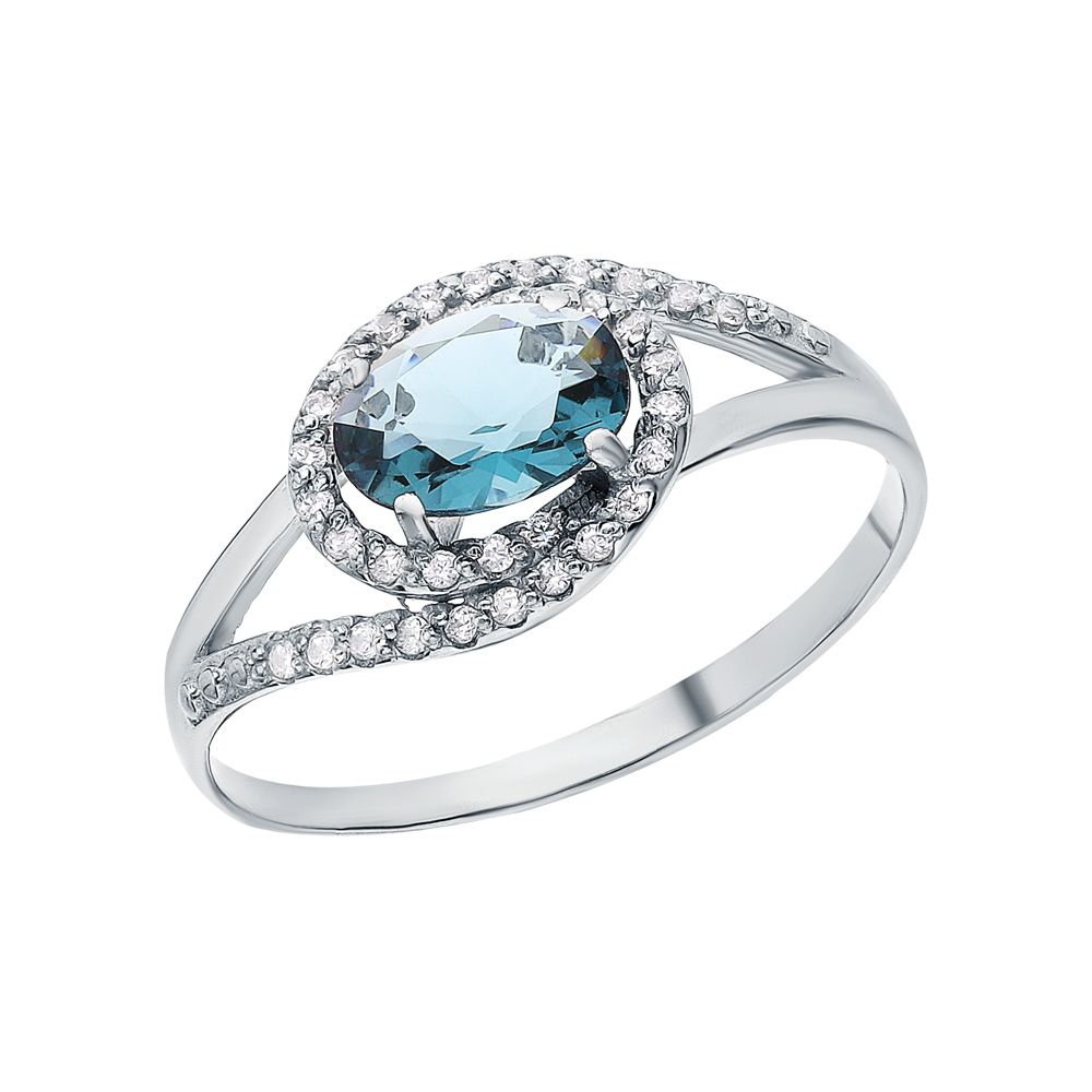 Серебряное кольцо с фианитами и ювелирными кристаллами в Екатеринбурге